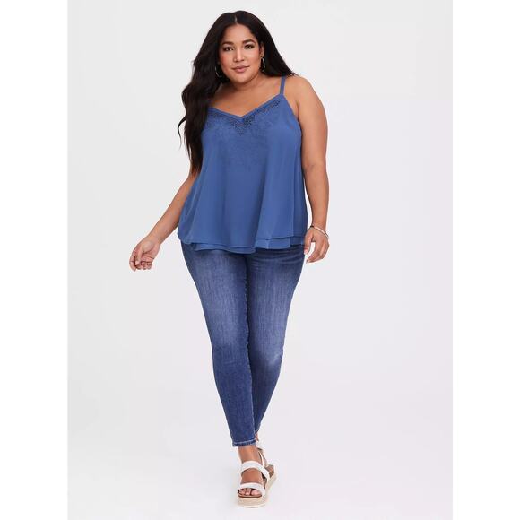 Torrid Sophie Chiffon Embroidered Swing Cami - Blue - Size 4X - Picture 2 of 10